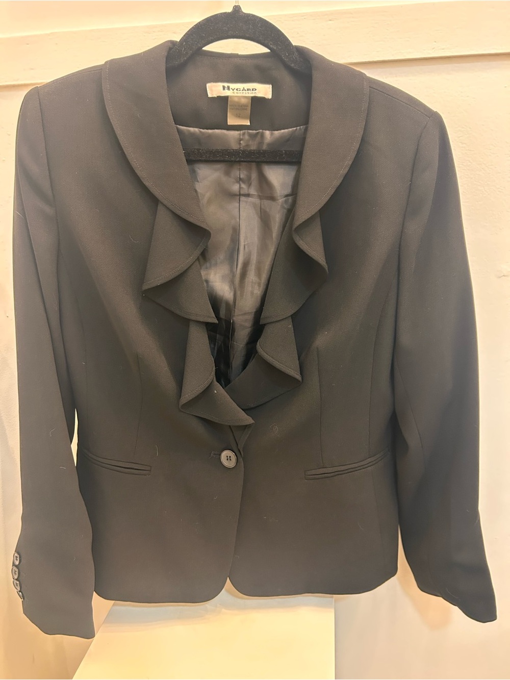 Nygard Collection Black Ruffle-Front Women's Blazer